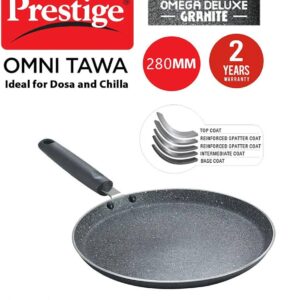 Prestige Omega Deluxe Granite Nonstick Dosa Tawa, 280 mm (Black)